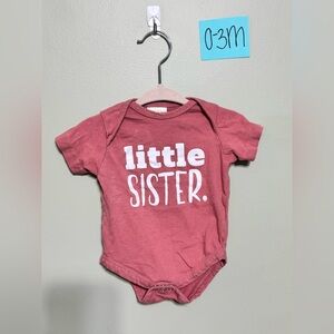 NWOT Infant Rose Color Little Sister Onesie, 0-3M